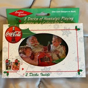 Coca Cola Playing Cards 1996 Limited Edition Christmas Tin, 2 Decks